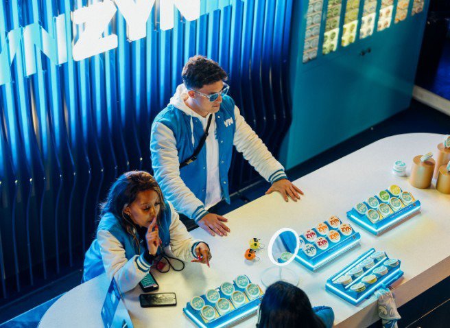 Two women hugging and a third women looking at them and smiling