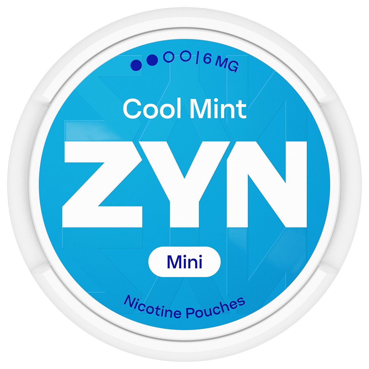 Blue ZYN Cool Mint can Mini 6 MG, view from above