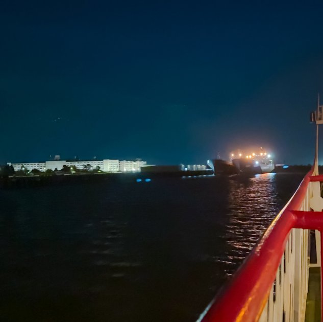 A boat at night