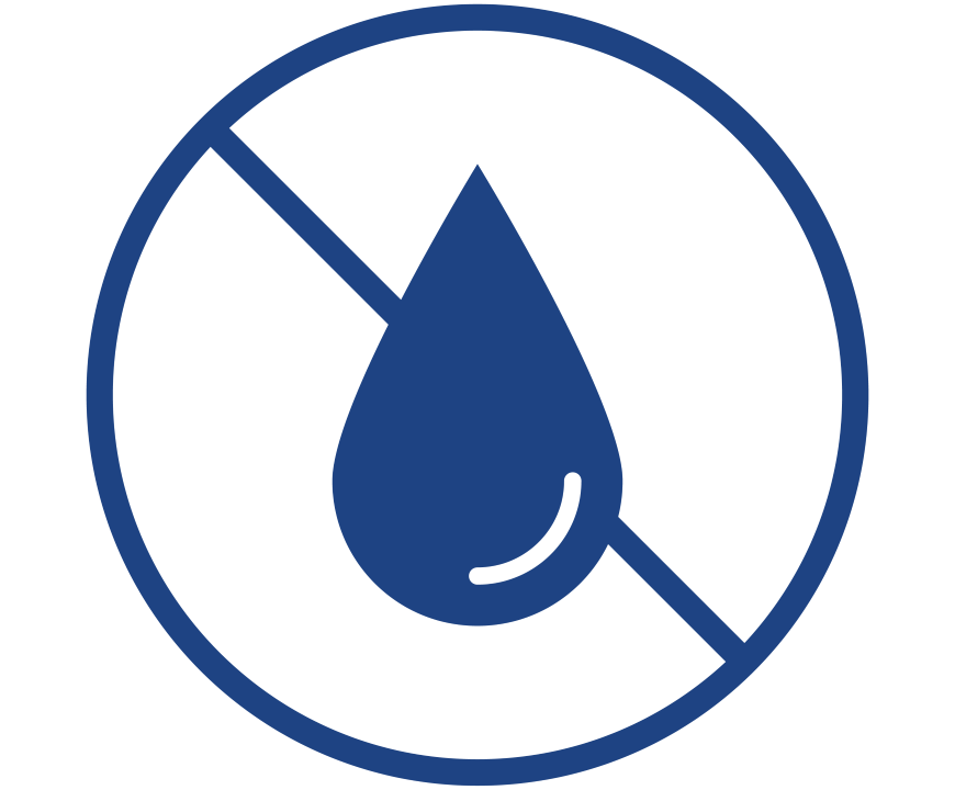 Spit-free icon that show a crossed-out liquid drop