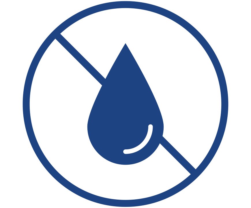 Spit-free icon that show a crossed-out liquid drop