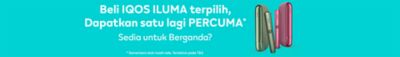 Siri IQOS Iluma i diletakkan di tengah-tengah dalam logo IQOS dengan garisan logo dalam neon biru.