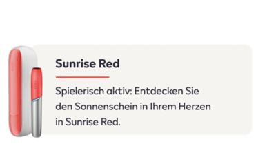 IQOS ORGINAL Sunrise RED Kappe und Kappen-Cover sind abgebildet