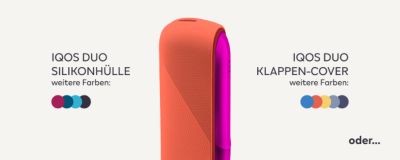 Das Klappen-Cover in Sunset Lavender vereint mit der Silikonhülle in Amber Orange.