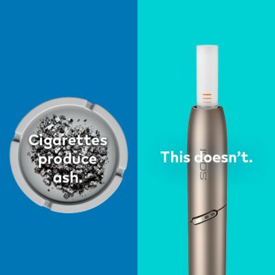 IQOS Originals DUO holder, next to an ashtray