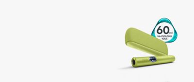 Zařízení IQOS ILUMA v zelené barvě a logo 60 dní na zkoušku