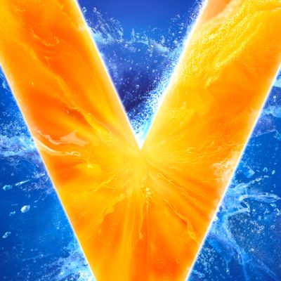 Písmeno V na modrém pozadí