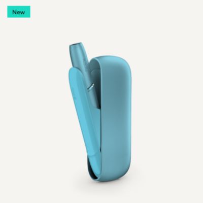 IQOS Originals Duo heated tobacco holder and pocket charger in turquoise color.