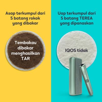 Cigarette filter with brown combustion stains compared to IQOS HEETS stick in IQOS 3 DUO holder with no equivalent stain.