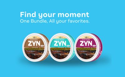 Featuring the ZYN Discovery Bundle which contains 2 cans of Fresh Breeze, 2 cans of Dark Purple, and 1 can of Espressino