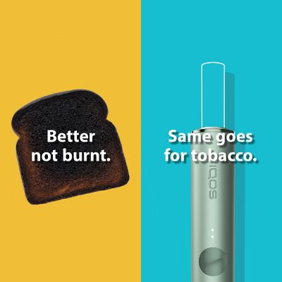A burnt toast and an IQOS ILUMA holder.