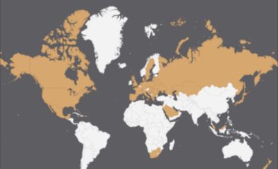 A global map highlighting countries where IQOS HEETS packs are available for purchase