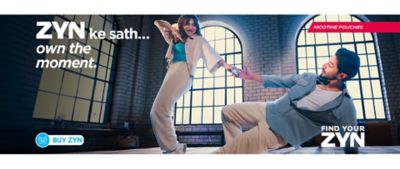 Two people working in an office setting with ZYN cool mint can on the right side