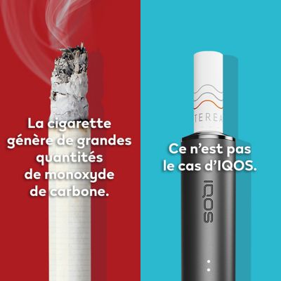 Mégot de cigarette allumé par rapport au support IQOS ILUMA.