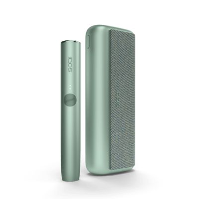An IQOS ILUMA PRIME, this model is moss green in colour