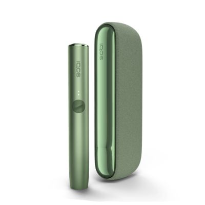 An IQOS ILUMA, this model is moss green in colour