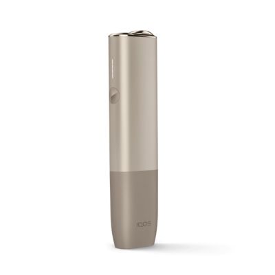An IQOS ILUMA ONE, this model is gold khaki in colour