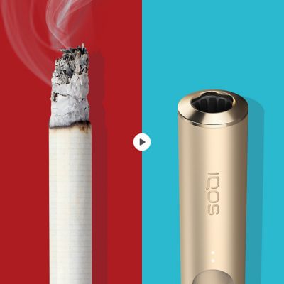 Colilla encendida en comparación con la unidad de tabaco de TEREA en el  Holder  IQOS ILUMA.