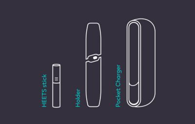 Holder estilizado de IQOS ORIGINALS DUO, Pocket charger y unidad de HEETS