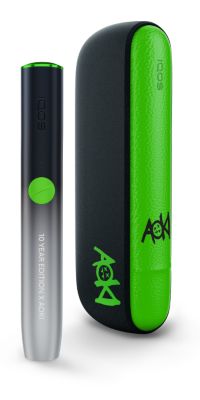 Steve Aoki IQOS Device limited edition, green device in IQOS logo