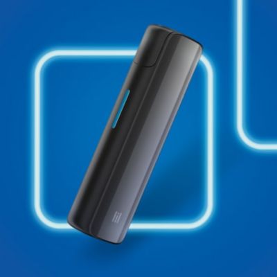 Two lil SOLID devices, one in slate grey and one in cosmic blue.