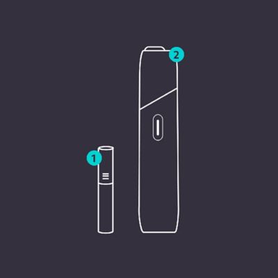 Stylized IQOS Originals ONE and HEETS Stick.