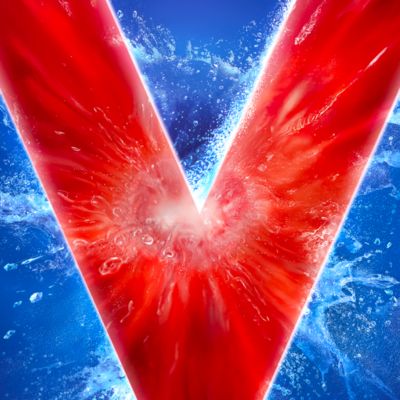 Písmeno V na modrom pozadí