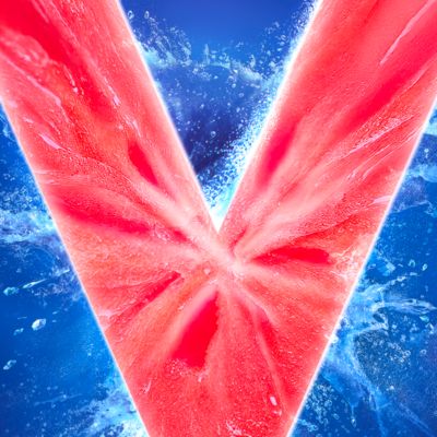 Písmeno V na modrom pozadí