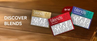 BLENDS Gold Classics, Red Classics, Green Classics packs placed on table