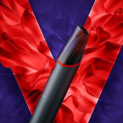 Vape VEEV NOW ULTRA Mango con un fondo naranja de logo VEEV