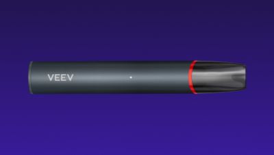  VEEV NOW ULTRA Strawberry sekali pakai  menghadap depan secara horizontal
