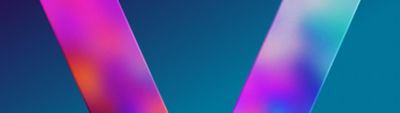 A peach and purple "V" on a light blue and white gradient background, the V represents the VEEV Brand