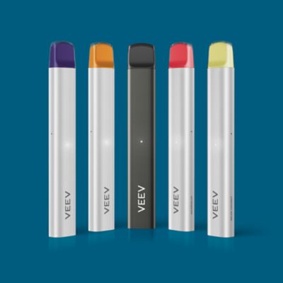 A banner showing a collection of VEEV vape devices.