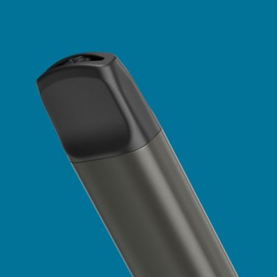 Jednorazová elektronická cigareta VEEV NOW, horný detail na modrom pozadí