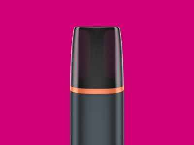 Close up of VEEV ONE vape mouthpiece on a pink background