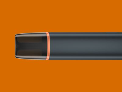 VEEV ONE vaping device on orange background