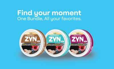 Featuring the ZYN Discovery Bundle which contains 2 cans of Fresh Breeze, 2 cans of Dark Purple, and 1 can of Espressino
