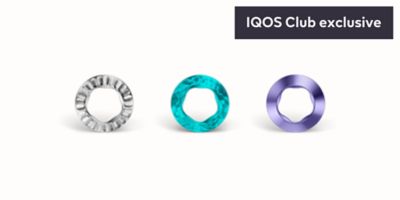 drei geschliffene Ringe in drei Farben: Pewter, Electric Teal und Vivid Mauve.