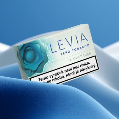 Krabička LEVIA na modrém pozadí