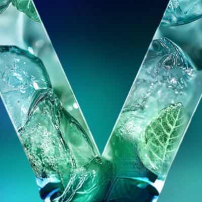 VEEV inPRIME náplně Blue Mint grafika na modrozeleném pozadí
