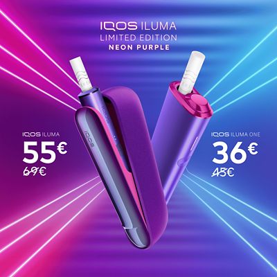 Die IQOS ILUMA Neon Puple Limited Edition Kits mit Black Friday 20% Deal Angebotspreisen