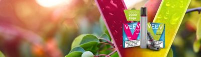 VEEV ONE Gerät mit den neuen Pod Sorten Cherry und Sour Apple