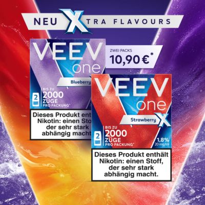 Zwei neue VEEV ONE Extra: Blaubeere und Erdbeere