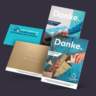 Eine Collage an IQOS Gutscheinen