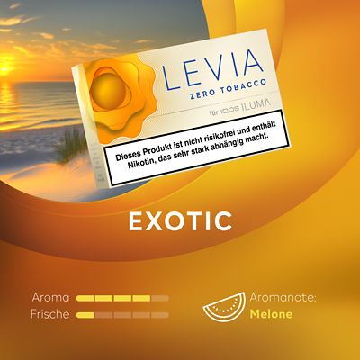 Gelbe LEVIA Packung in der Sorte EXOTIC