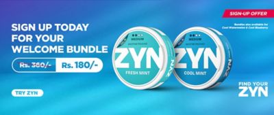Sign up today for your Welcome Bundle - Get a can of Cool Mint and Cool Blueberry for Rs. 150.