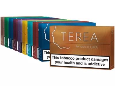 A group of IQOS TEREA packs in different colours