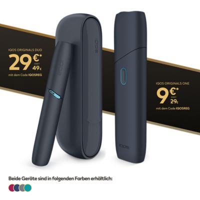 IQOS Orginal Black Friday Angebot 2025 zwei schwarzes DUO und One Geräte stehen neben einandner