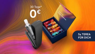 IQOS Probemonat Angebot für 30 Tage inkl. 5 limitierte TEREA Packungen gratis.