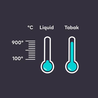 Eine Grafik zeigt die Temperaturunterschiede von Verbrennen und Verdampfen
